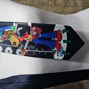 Yule tie greetings rock on reindeer band christmas tie